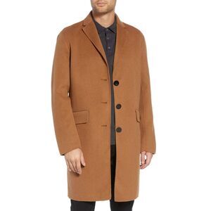 Lamarque Mens Wool Blend Three Button Topcoat Large Sierra - NWT $425